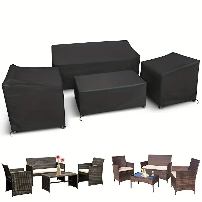 Outdoor Furniture Manufacturer - 4 ピース/セットパティオ家具カバー、高耐久防水屋外家具カバー、籐屋外家具防風