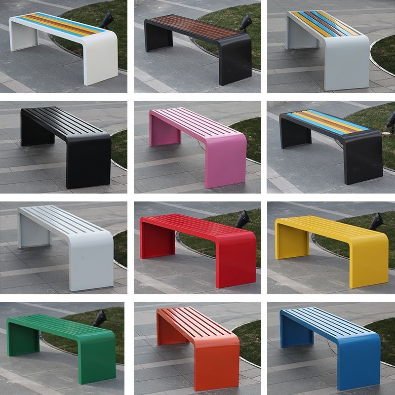 Outdoor Furniture Metal Chairs - 1m～1.8m 冷間圧延鋼板製メタルベンチ 公園 屋外用椅子 ガーデンロングベンチ ショッピングモールベンチ
