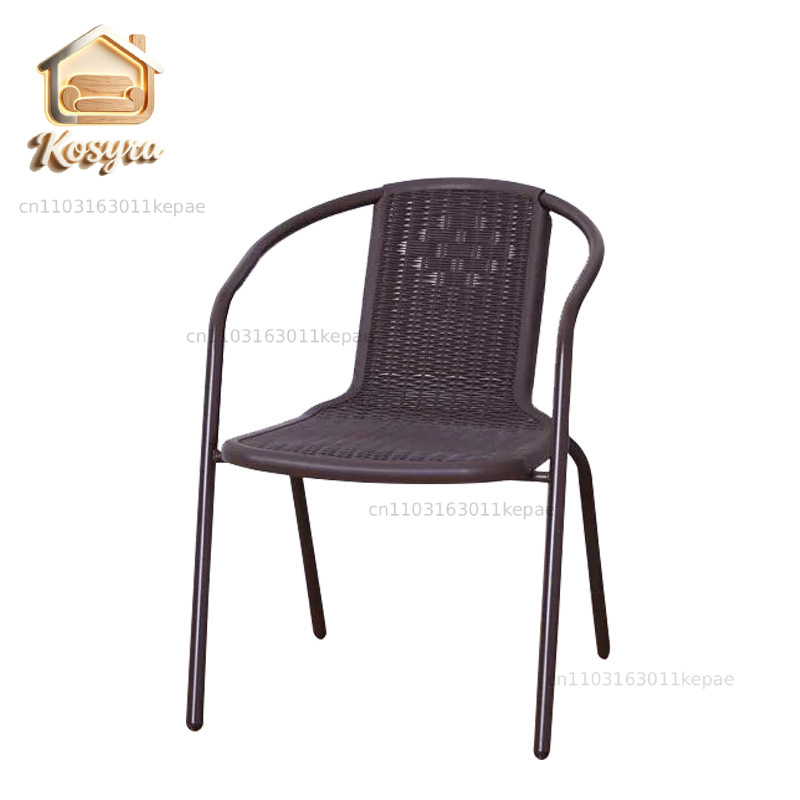 Outdoor Furniture Metal Chairs - 防水屋外プラスチック製椅子 模造ラタンパティオ オープンエアレジャー アイアンバルコニーガーデン家具 家庭用