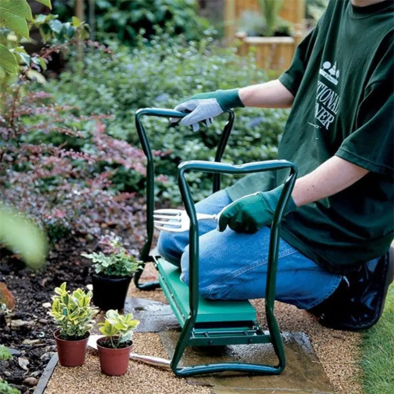 Garden Bench Metal - 1個入り 新型ガーデンニーリングスツール、屋外兼用ニーリングシート（ツールバッグ付き）、ガーデニング作業台