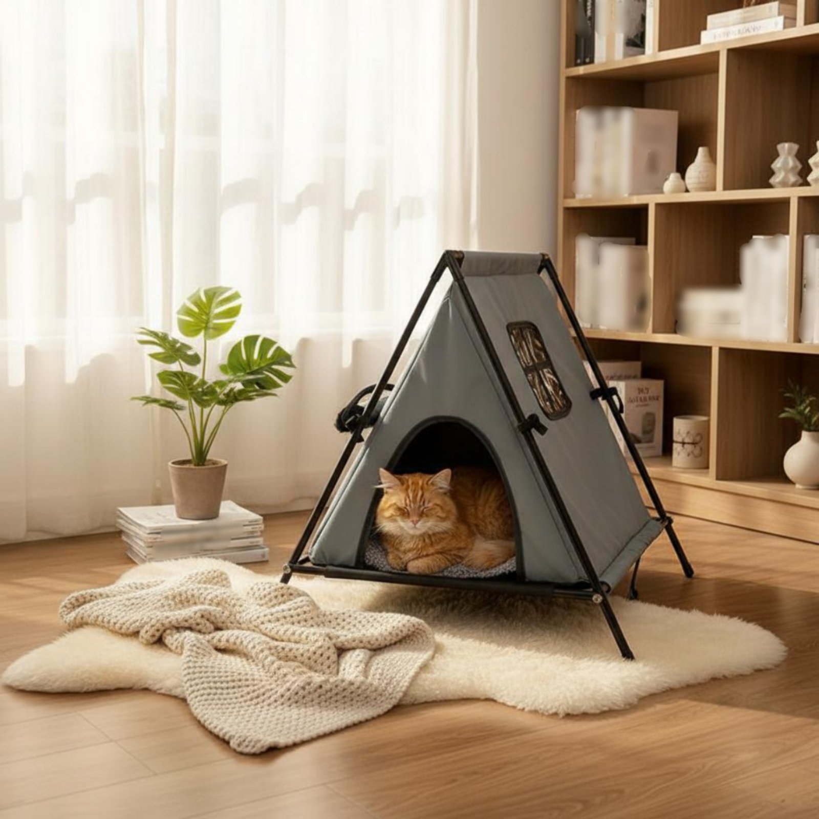 Outdoor Furniture Year Round - 保温性のある猫ハウス、一年中使えるポータブル猫小屋、ペット家具、断熱性、取り外し可能、屋内、屋外用
