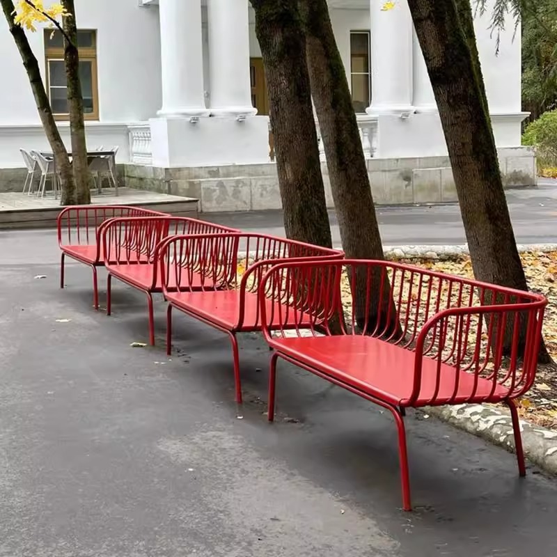 Garden Bench Metal - 赤い屋外用ライト高級錬鉄製ベンチ屋外レジャーチェア中庭バルコニーガーデンオープンエアキャンパスガーデンベンチ