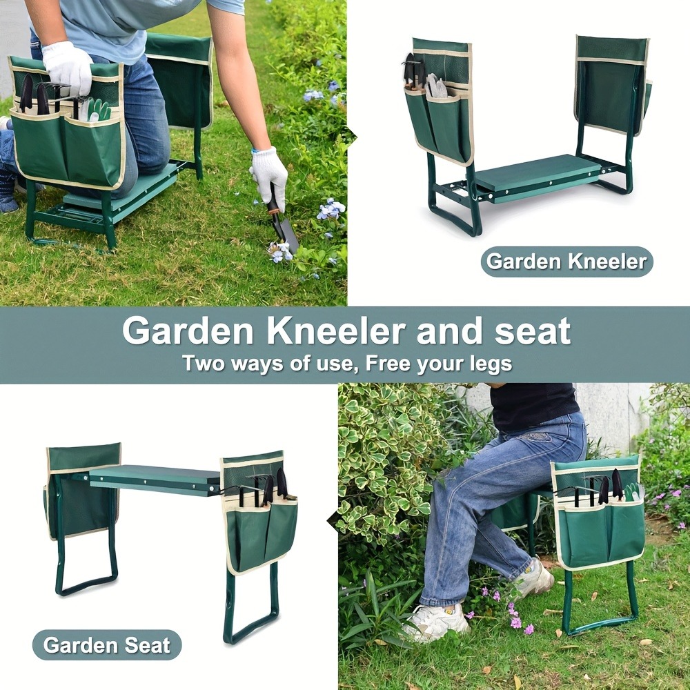 Outdoor Furniture Metal Chairs - 折りたたみ式ガーデンニーリングスツール、ソフトクッション付き、耐久性のある金属フレーム、ガーデニングケアに適したガーデンニーリングチェア