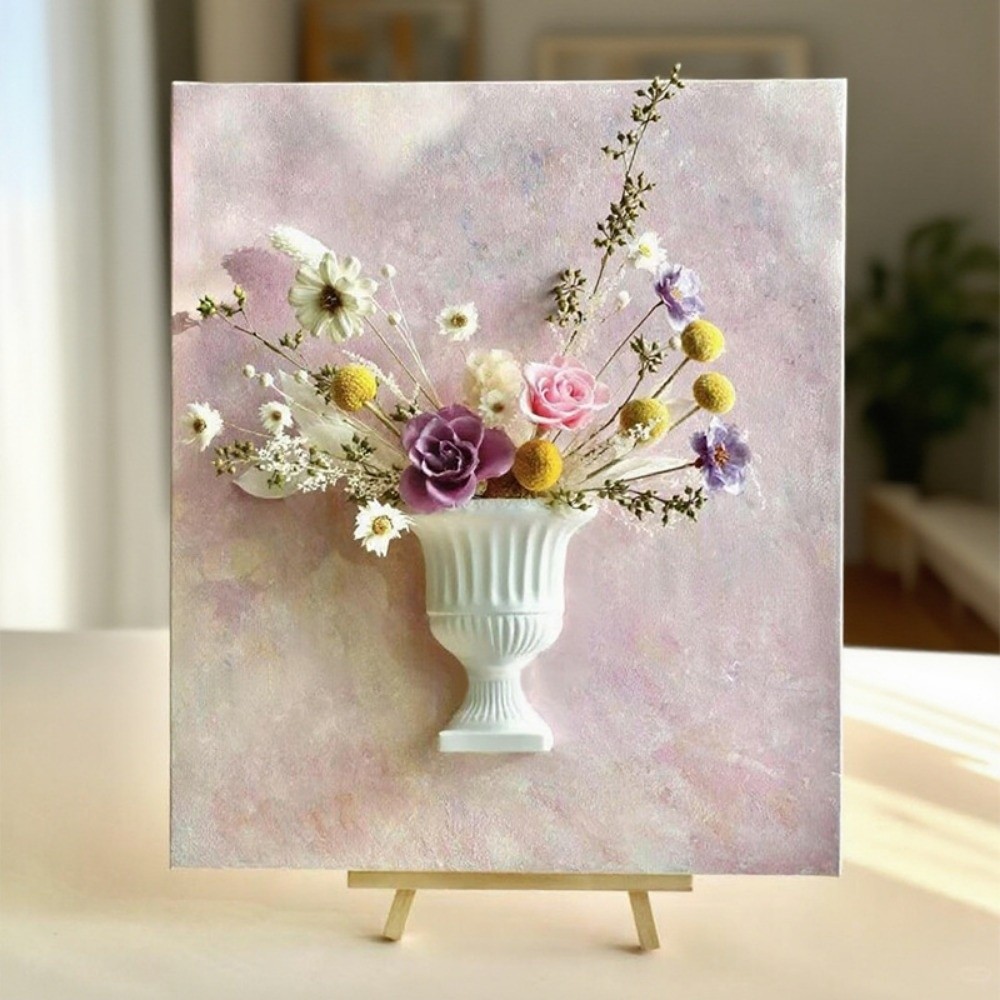 Outdoor Furniture Oil - 新しいフランスの油絵風ハーフウォールベース、手描きDIYフラワーアレンジメントベース、白い壁掛けベース、家の装飾