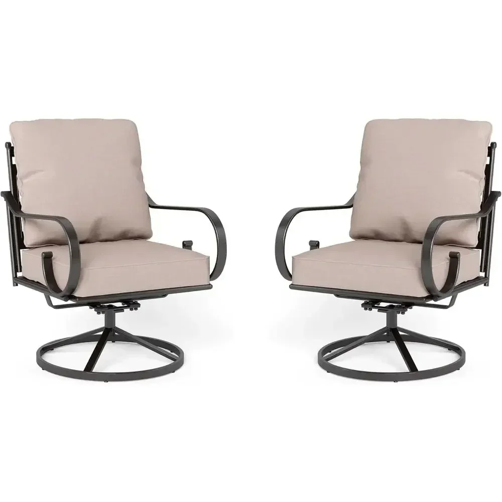 大型ハイバックメタル製屋外パティオ家具セット（回転椅子付き） - Outdoor Furniture Metal Chairs のレビューと価格