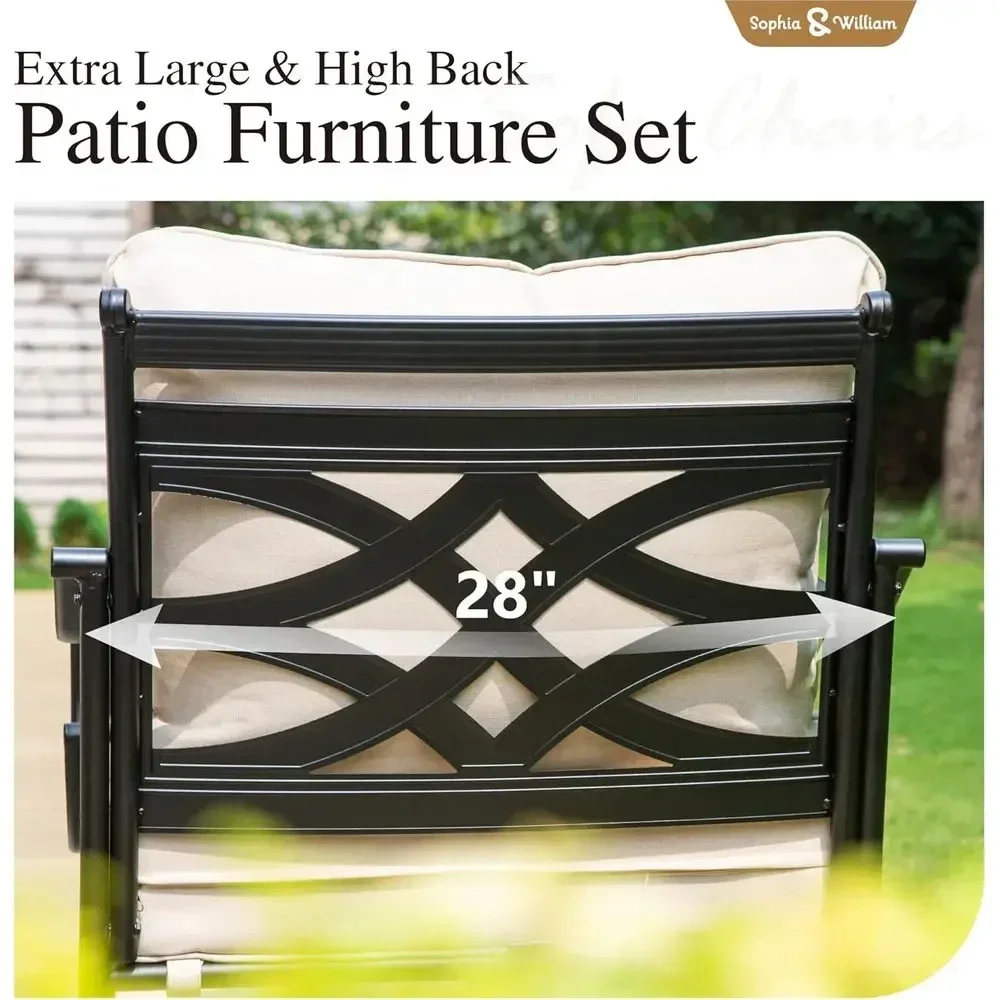 大型ハイバックメタル製屋外パティオ家具セット（回転椅子付き） - Outdoor Furniture Metal Chairs のレビューと価格