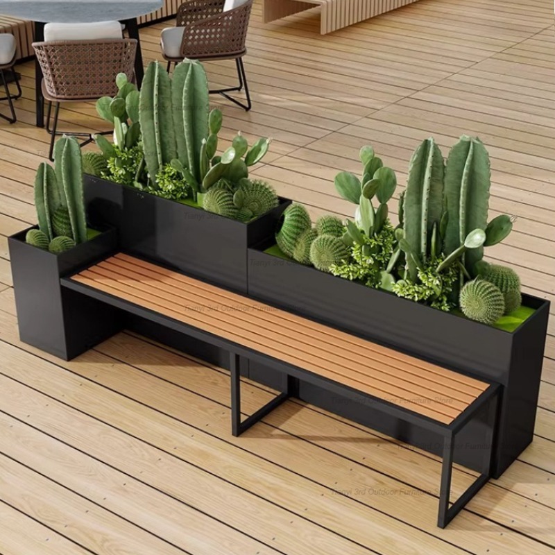北欧ステンレス鋼プランターベンチモール花壇屋外シート花壇アイ - Outdoor Furniture Metal Chairs のレビューと価格