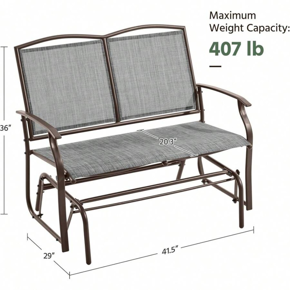 屋外用グライダーベンチ 2人用パティオグライダーチェア、頑丈 - Garden Bench Metal のレビューと価格
