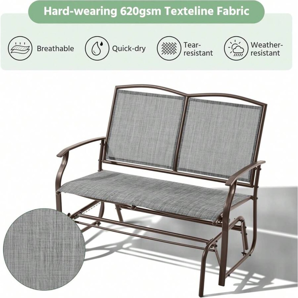 屋外用グライダーベンチ 2人用パティオグライダーチェア、頑丈 - Garden Bench Metal のレビューと価格