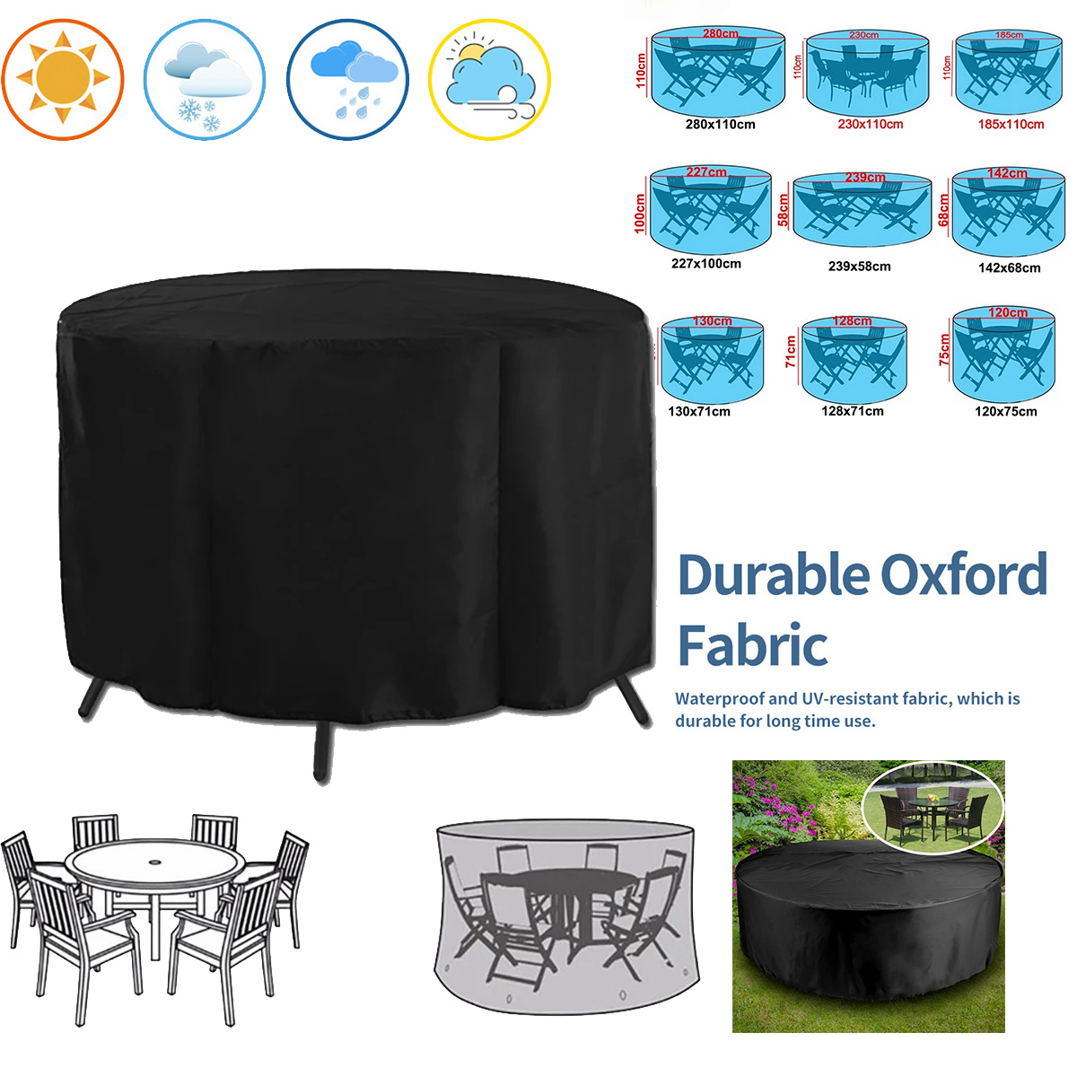 ラウンドカバー ラウンド型屋外ガーデン家具カバー 防水オック - Outdoor Furniture Manufacturer のレビューと価格