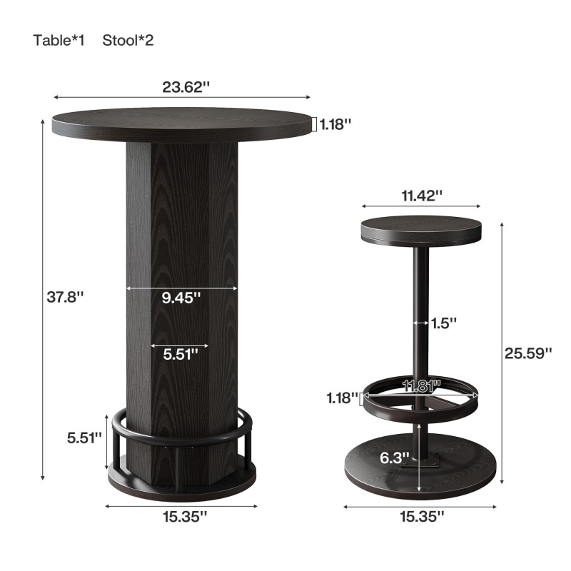 カスタム・トライサインズ ラウンドバーテーブルと椅子、インダ - Bistro Table Set のレビューと価格