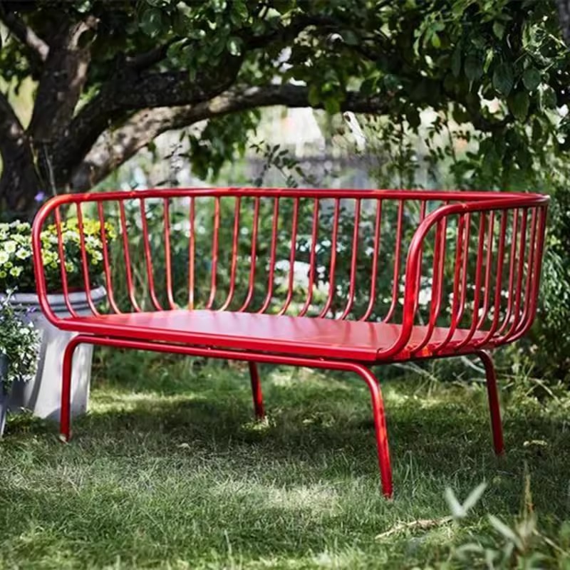 赤い屋外用ライト高級錬鉄製ベンチ屋外レジャーチェア中庭バルコ - Garden Bench Metal のレビューと価格