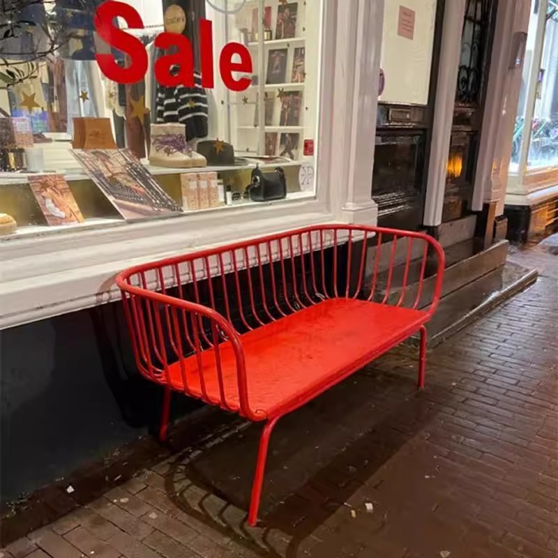 赤い屋外用ライト高級錬鉄製ベンチ屋外レジャーチェア中庭バルコ - Garden Bench Metal のレビューと価格
