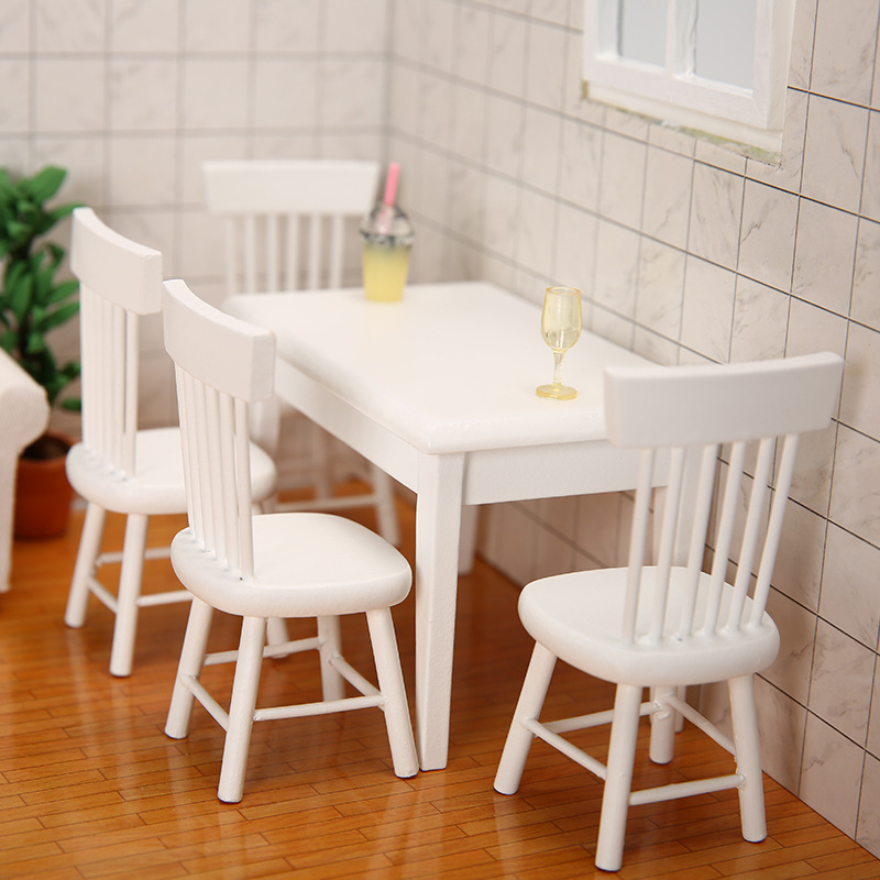 ミニチュアドールハウス家具木製ダイニングテーブルと椅子 1/ - Bistro Table Set のレビューと価格