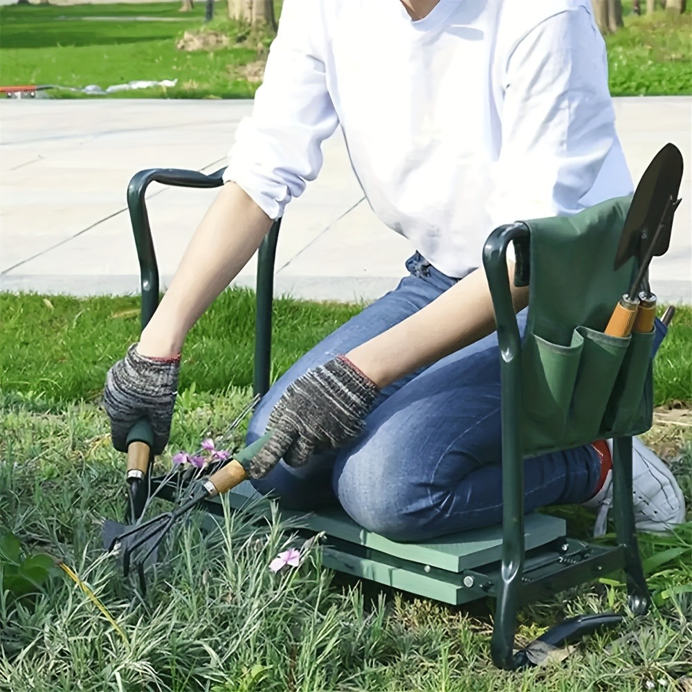 折りたたみ式ガーデンニーリングスツール、ソフトクッション付き - Outdoor Furniture Metal Chairs のレビューと価格
