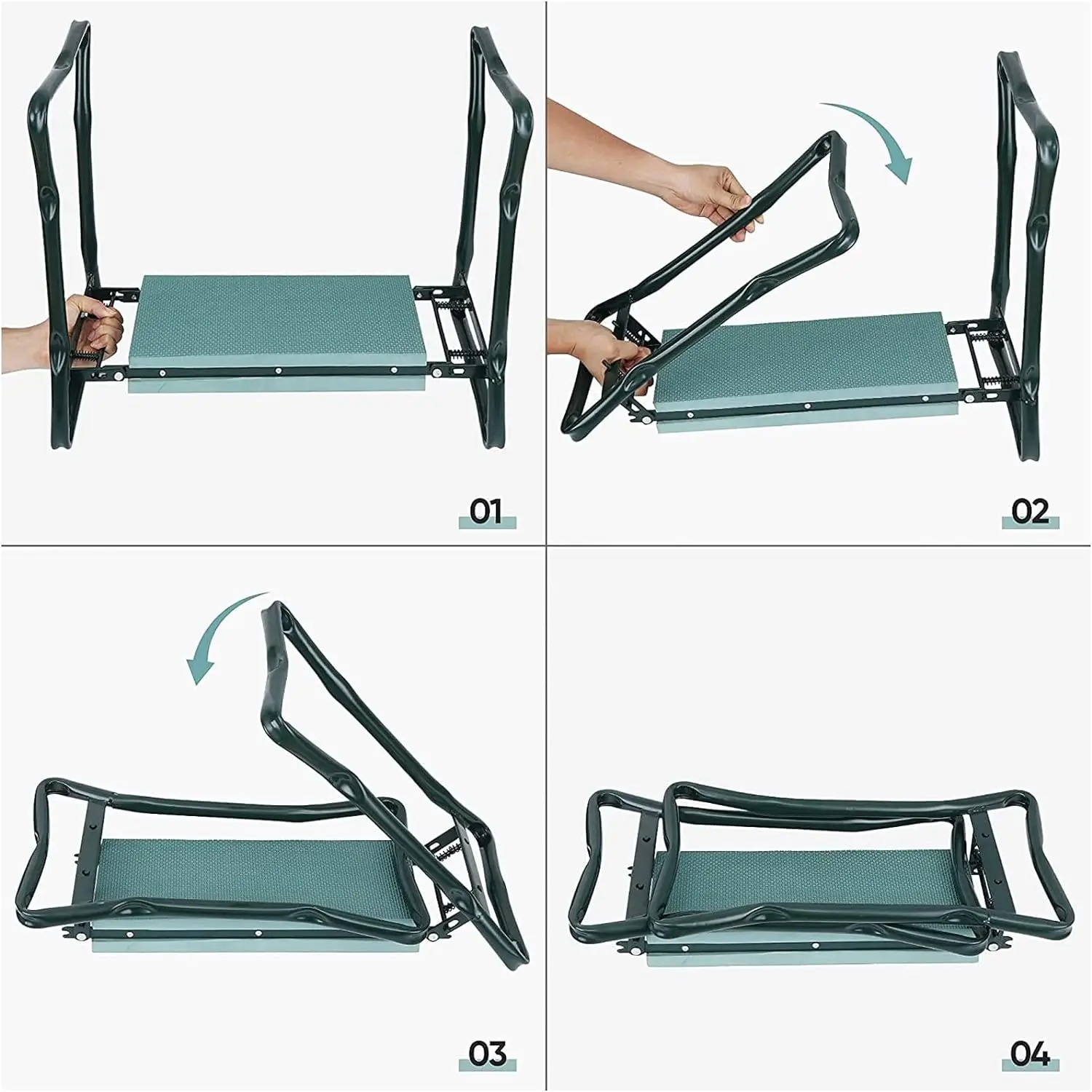 折りたたみ式ガーデンニーリングスツール、ソフトクッション付き - Outdoor Furniture Metal Chairs のレビューと価格