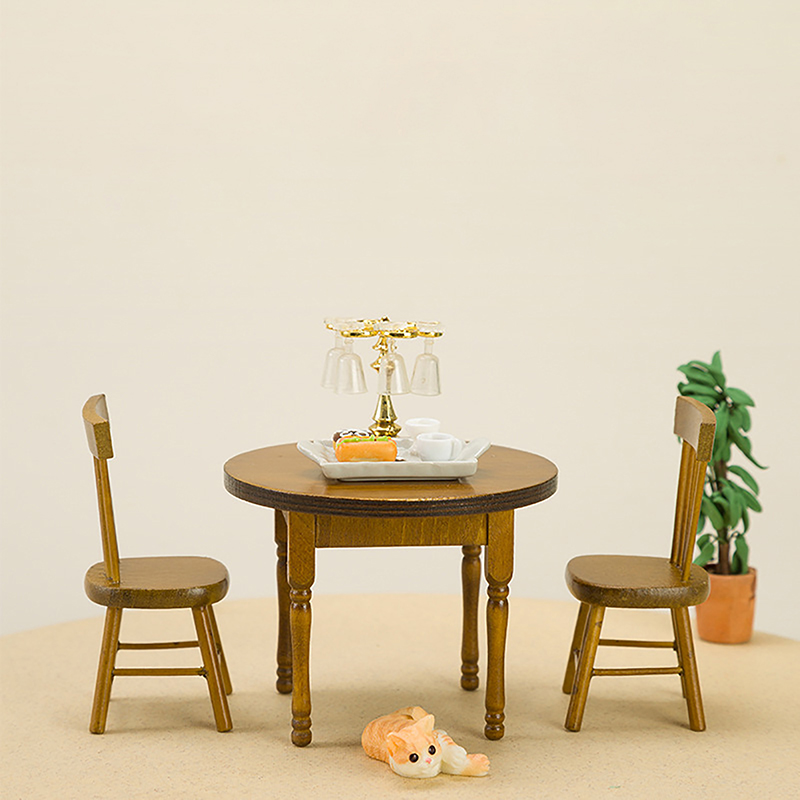 1/12 ミニチュアドールハウス家具セット木製ダイニングテー - Bistro Table Set のレビューと価格