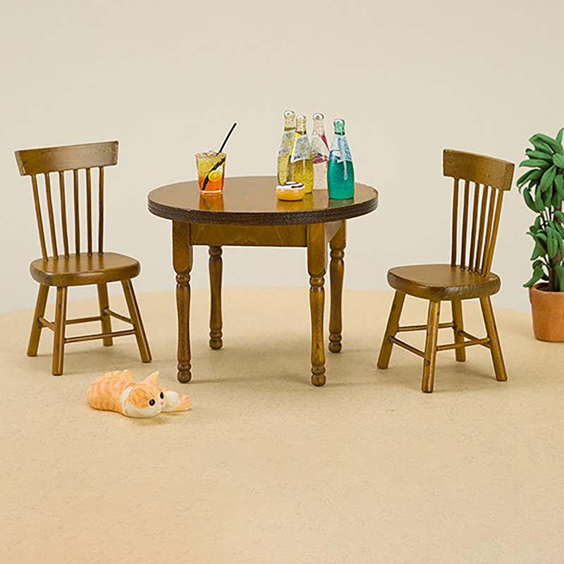 1/12 ミニチュアドールハウス家具セット木製ダイニングテー - Bistro Table Set のレビューと価格