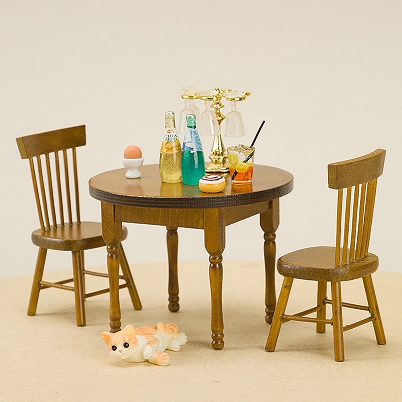1/12 ミニチュアドールハウス家具セット木製ダイニングテー - Bistro Table Set のレビューと価格