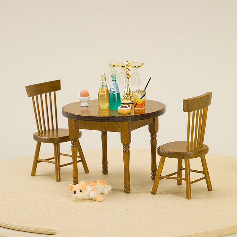 1/12 ミニチュアドールハウス家具セット木製ダイニングテー - Bistro Table Set のレビューと価格