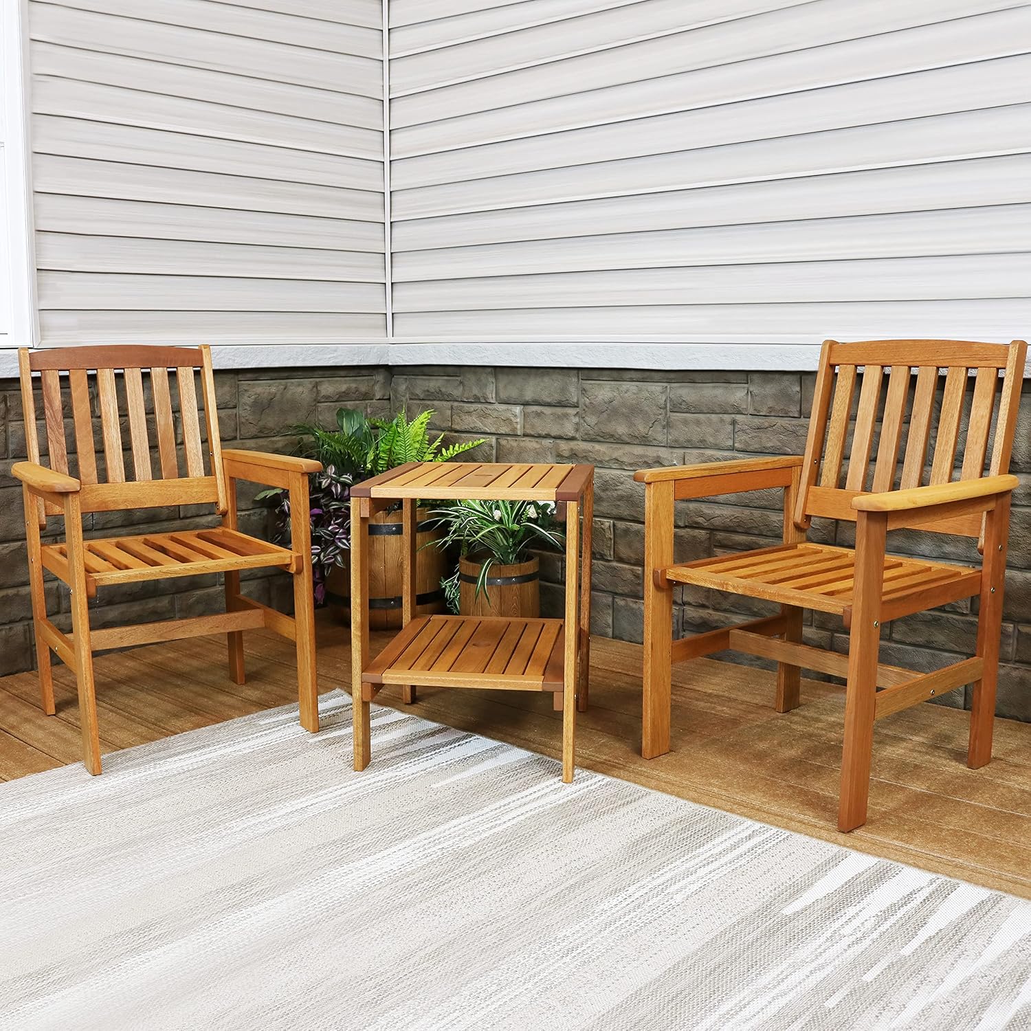 3ピース木製パティオセット（椅子2脚とテーブル）、チークオイ - Outdoor Furniture Oil のレビューと価格