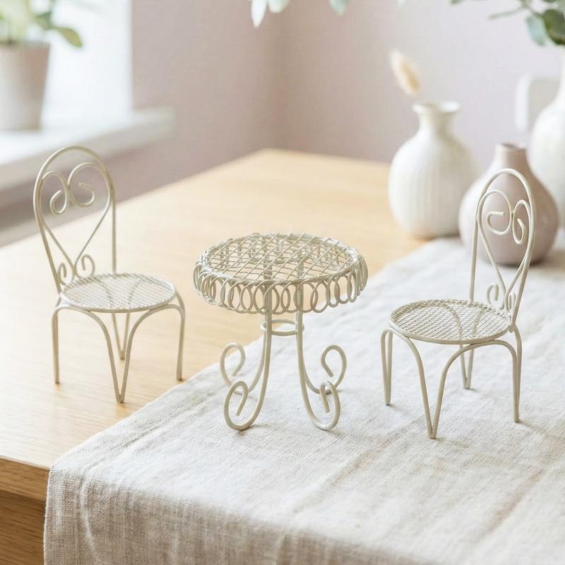 1/3 個ドールハウスガーデンディスプレイオーナメント小道具 - Bistro Table Set のレビューと価格