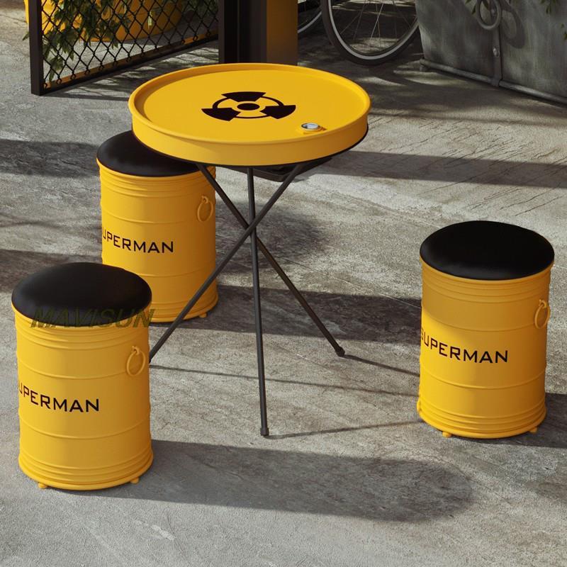 錬鉄製のオイルドラムデッキ,ミルクティーのテーブルと椅子の組 - Outdoor Furniture Oil のレビューと価格